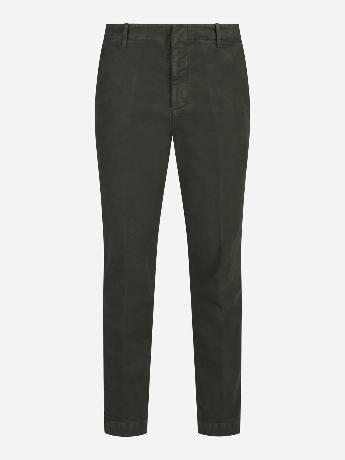 Pantaloni Zyan carrot fit in cotone stretch verde - vista frontale