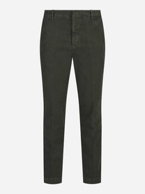 Pantaloni Zyan carrot fit in cotone stretch verde - vista frontale