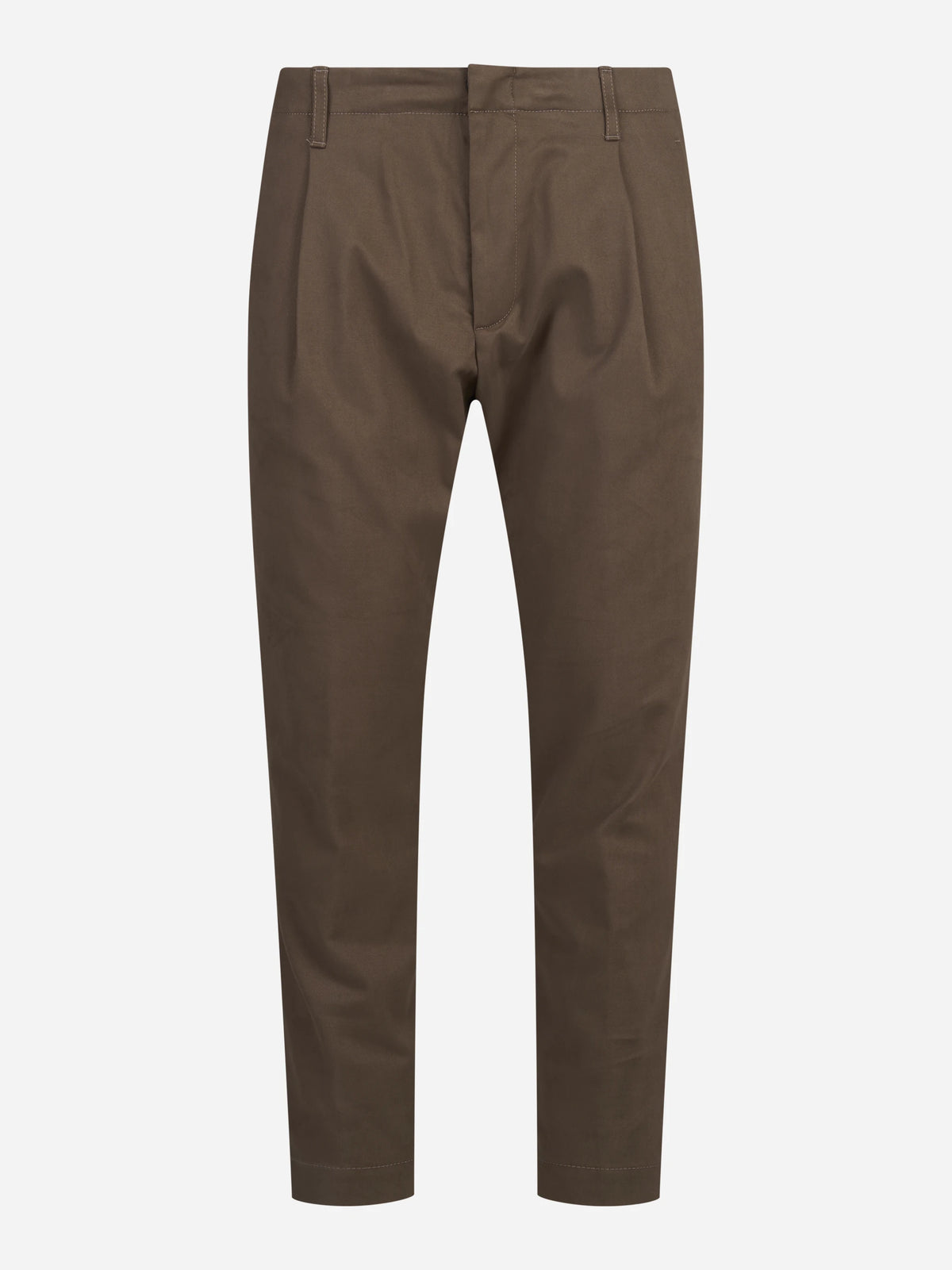 Pantaloni Ben carrot fit in cotone e cashmere marroni - vista frontale