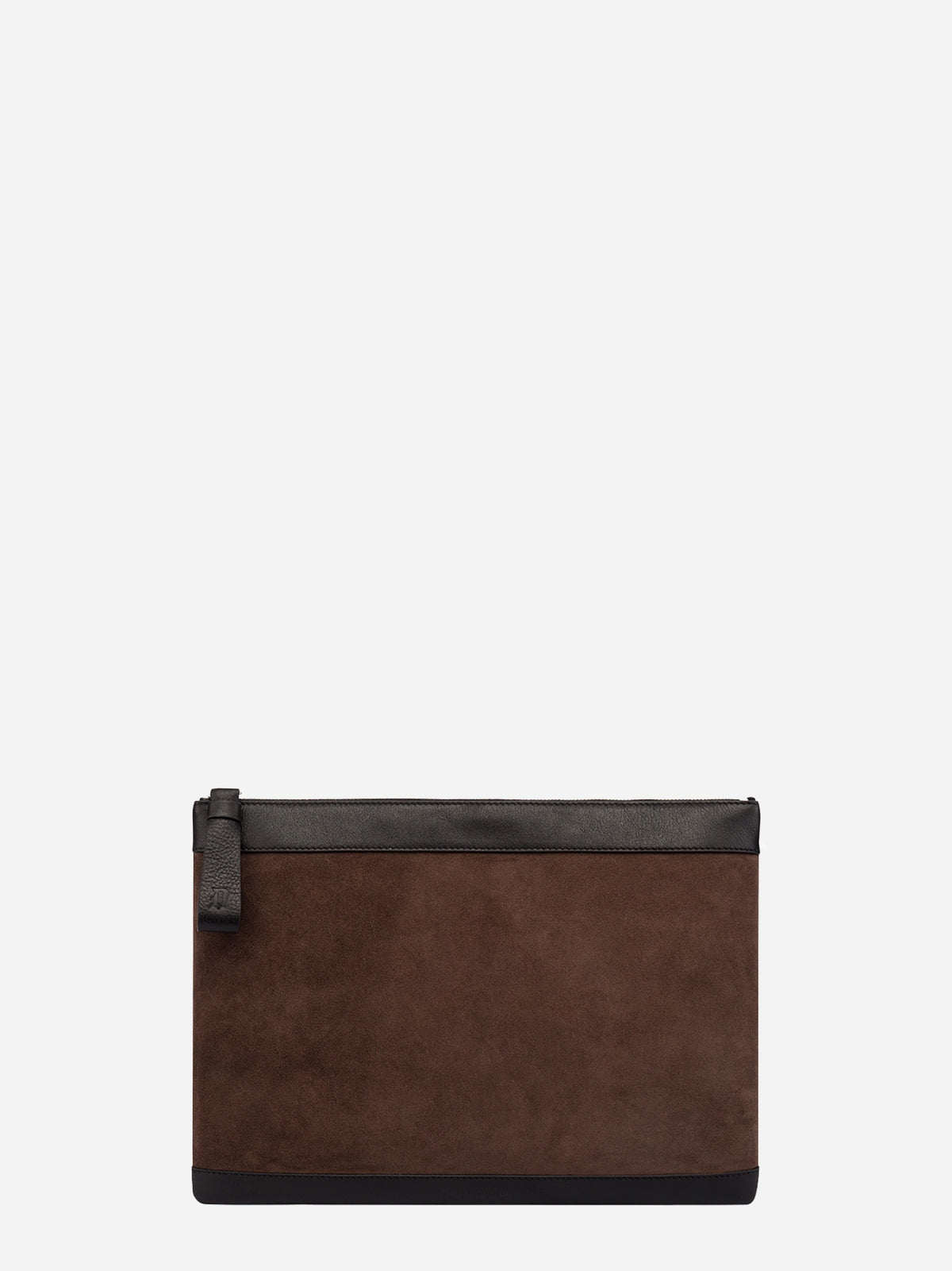 Pochette piatta in pelle marrone - vista frontale