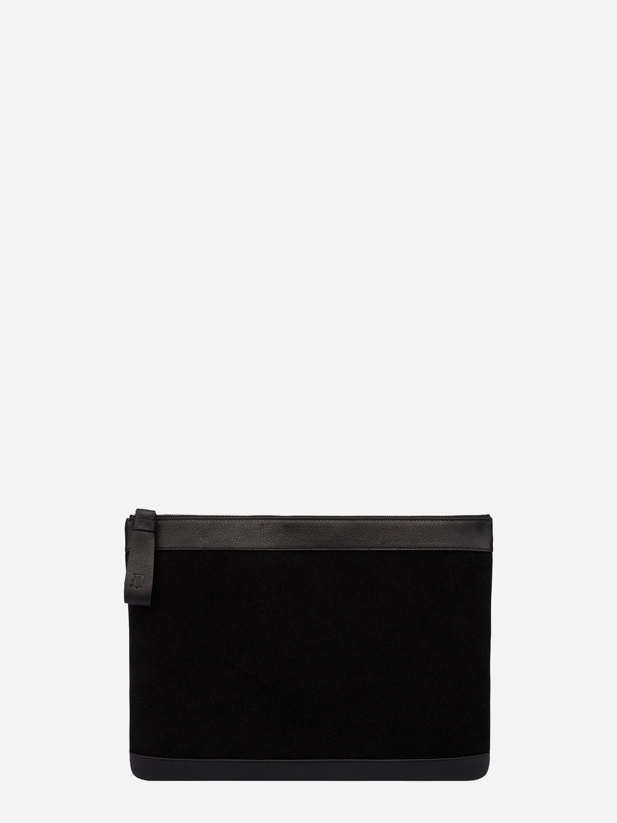 Pochette piatta in pelle nera - vista frontale