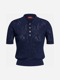 Polo in pizzo blu - vista frontale