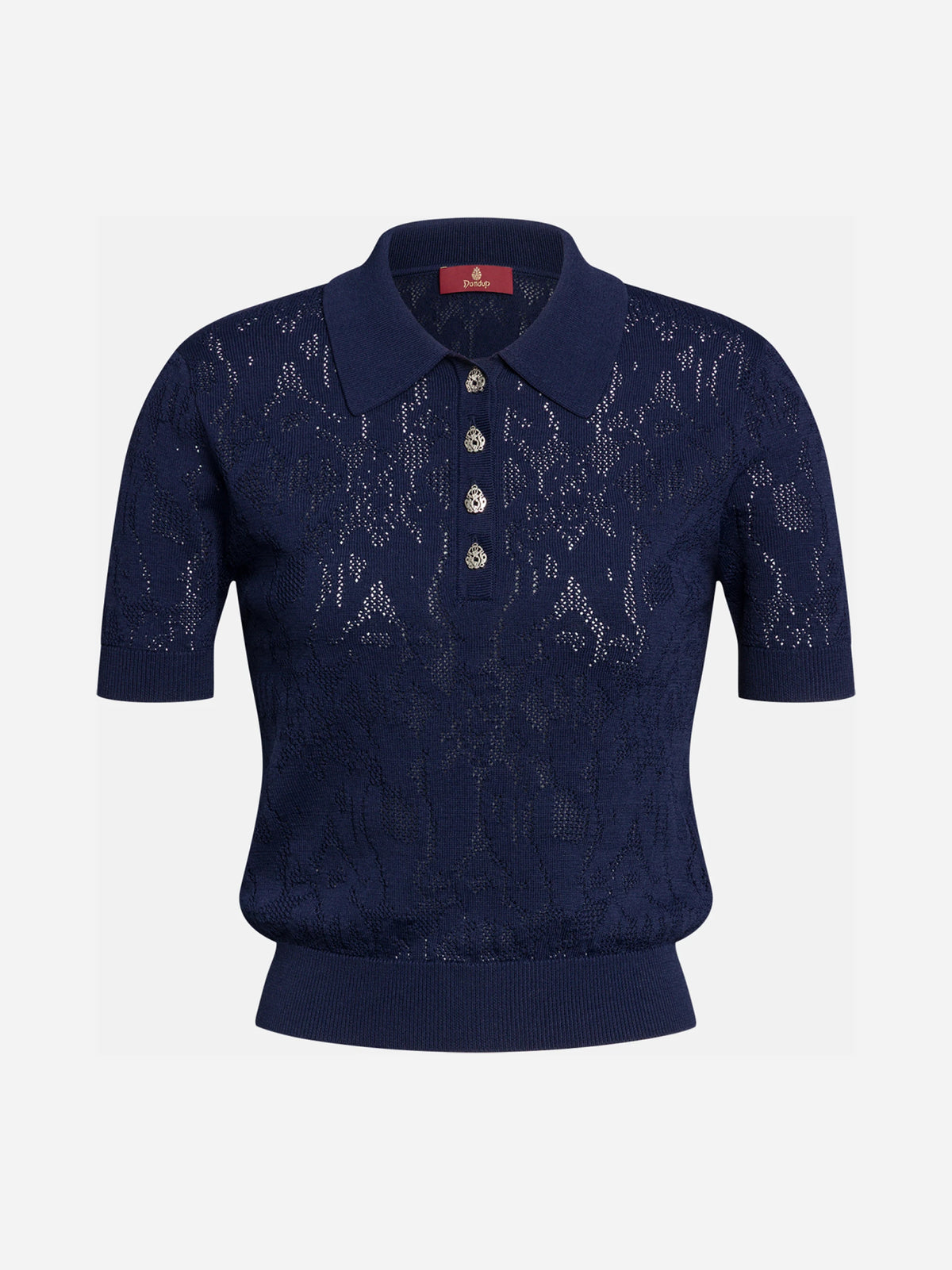 Polo in pizzo blu - vista frontale
