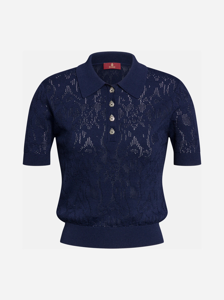 Polo in pizzo blu - vista frontale