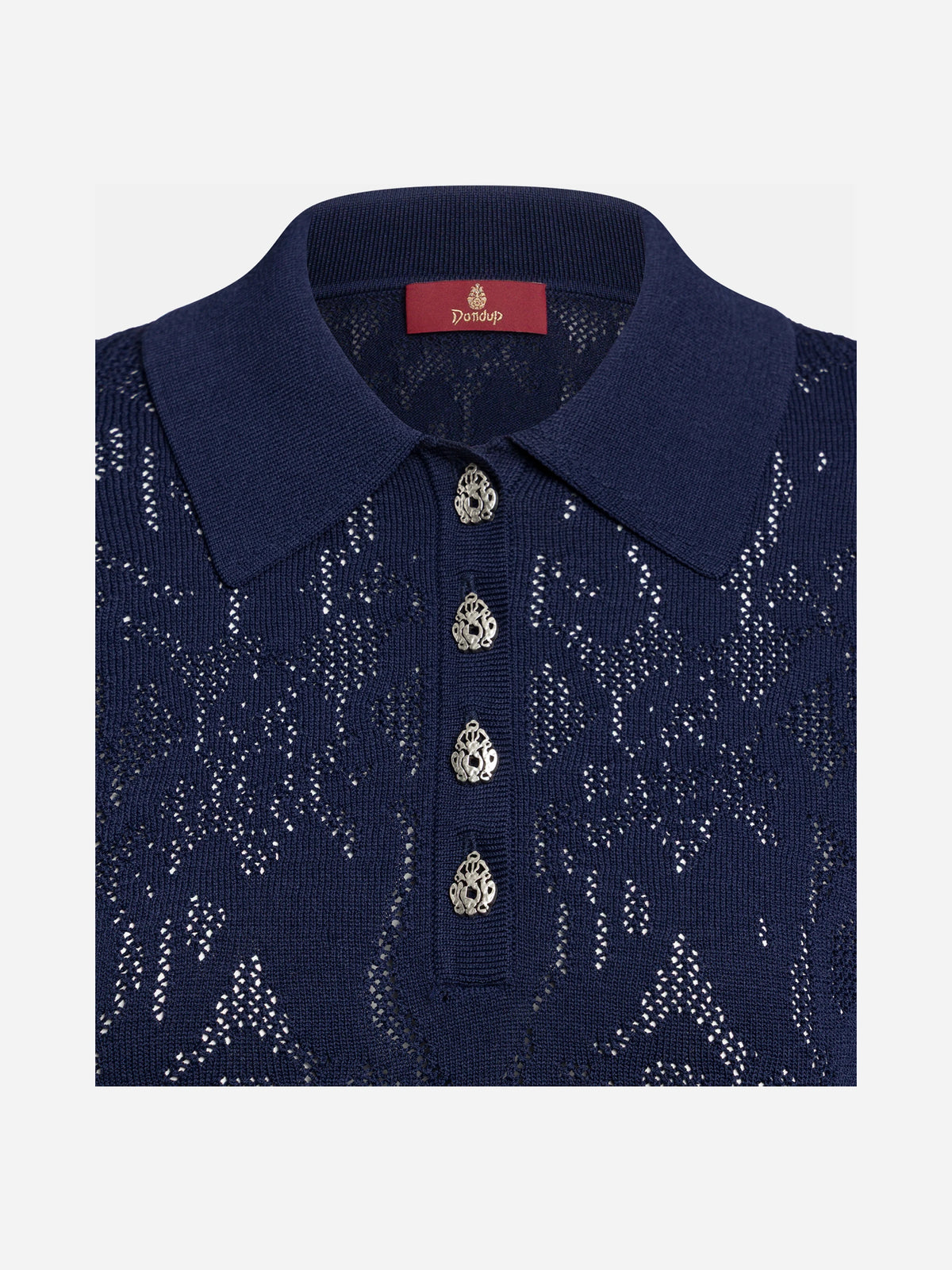 Polo in pizzo blu - dettaglio del prodotto