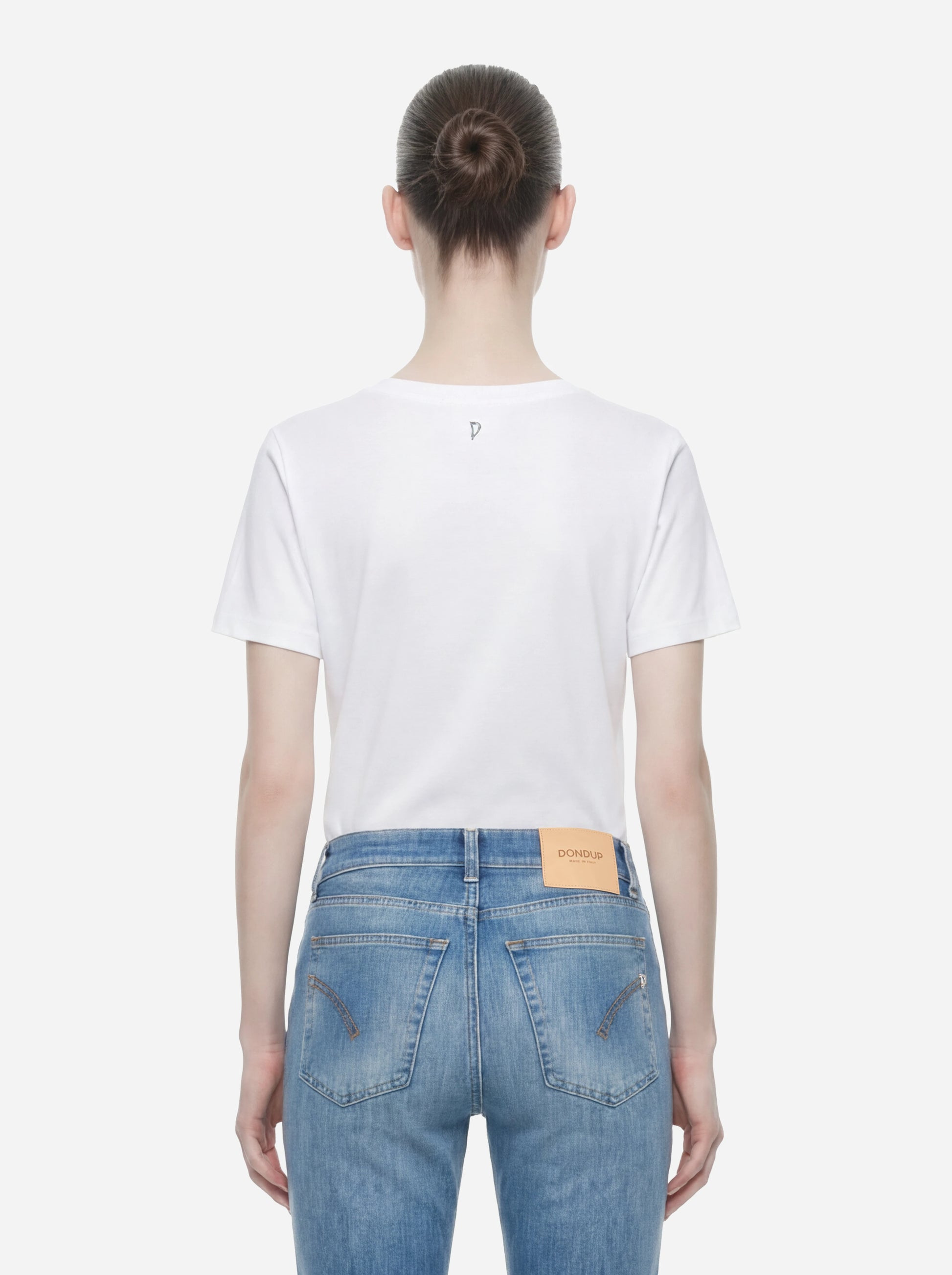 T-shirt scollo a v bianca in modal e seta