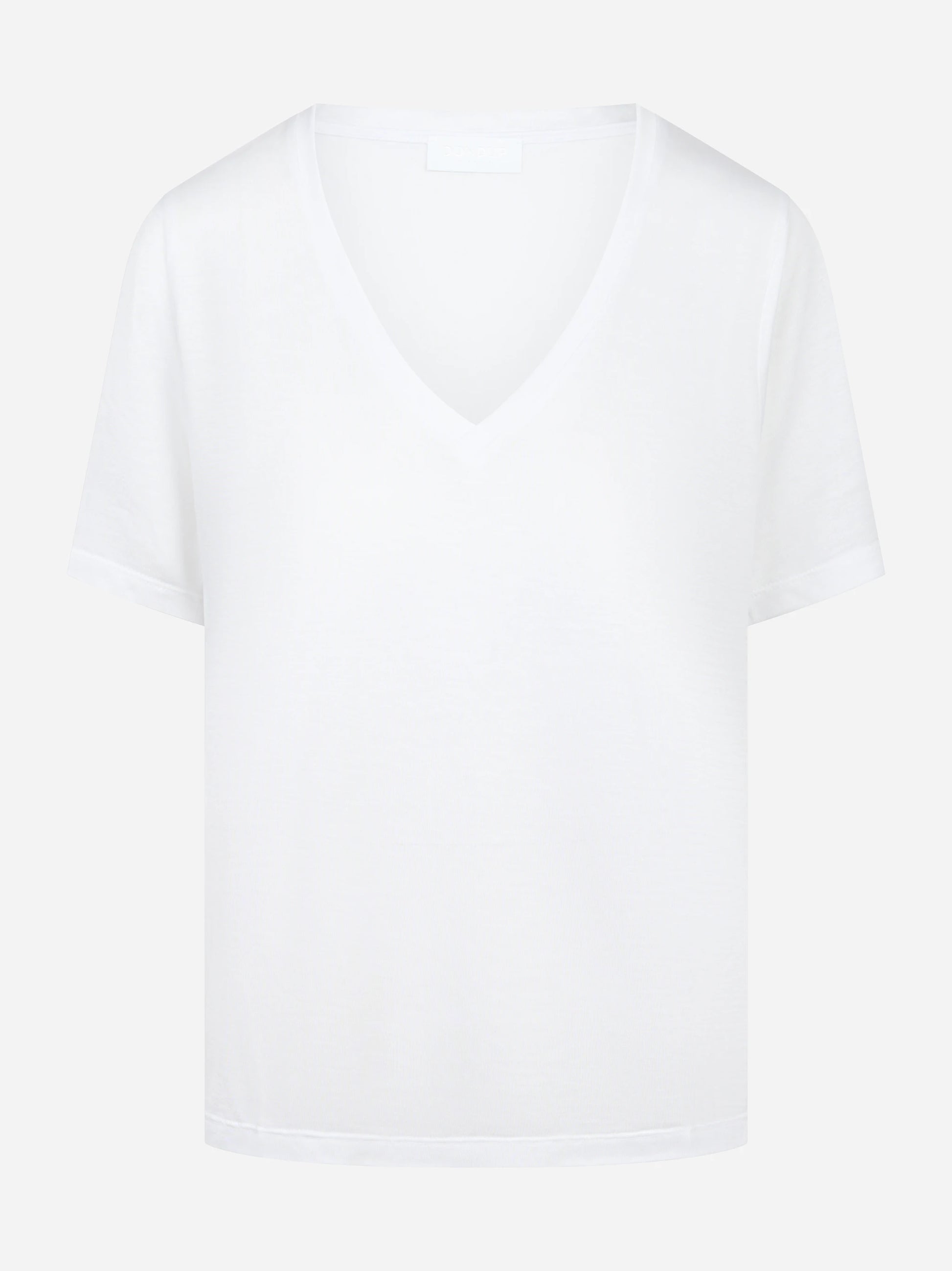 T-shirt scollo a v bianca in modal e seta
