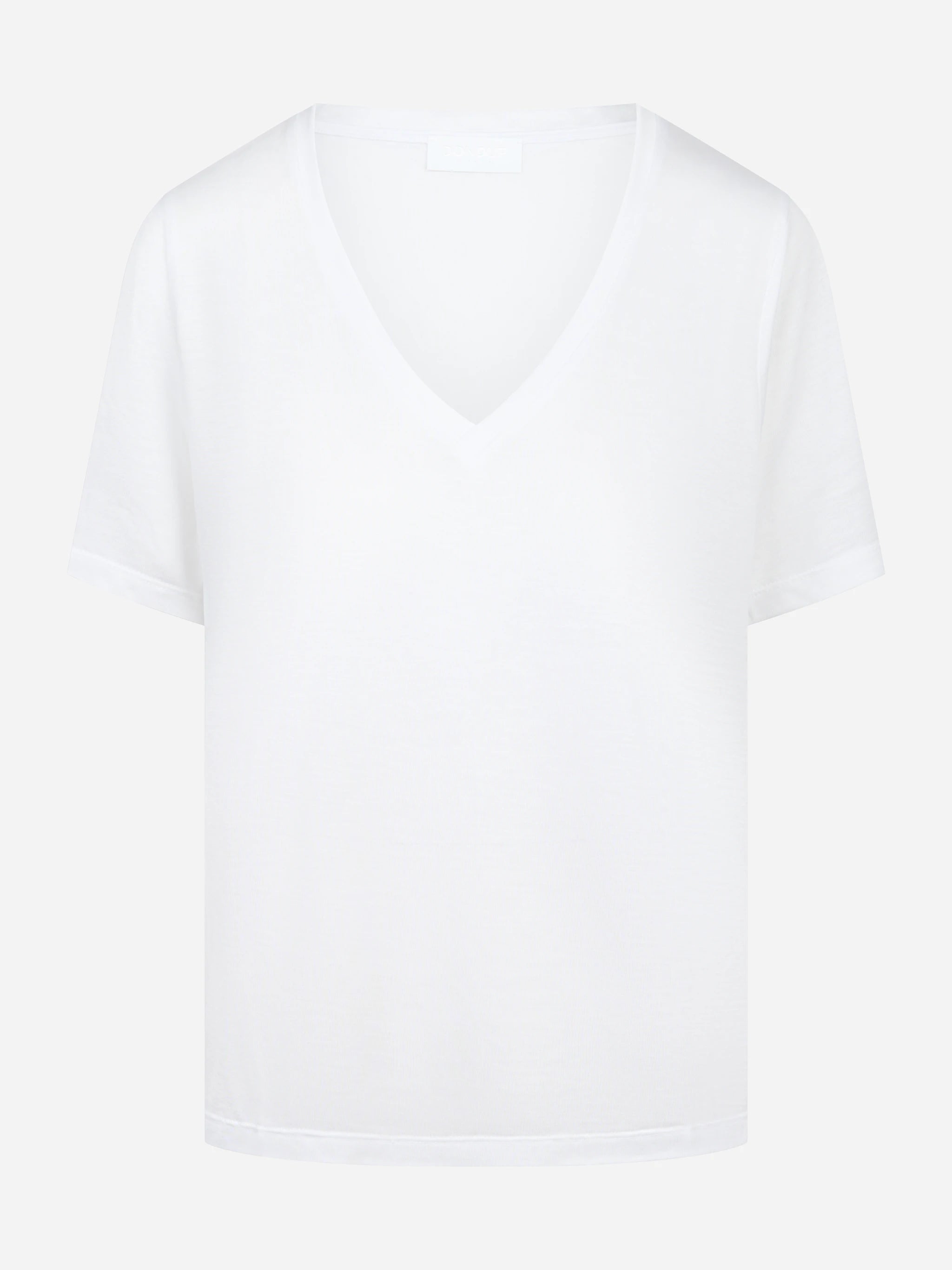 T-shirt scollo a v bianca in modal e seta