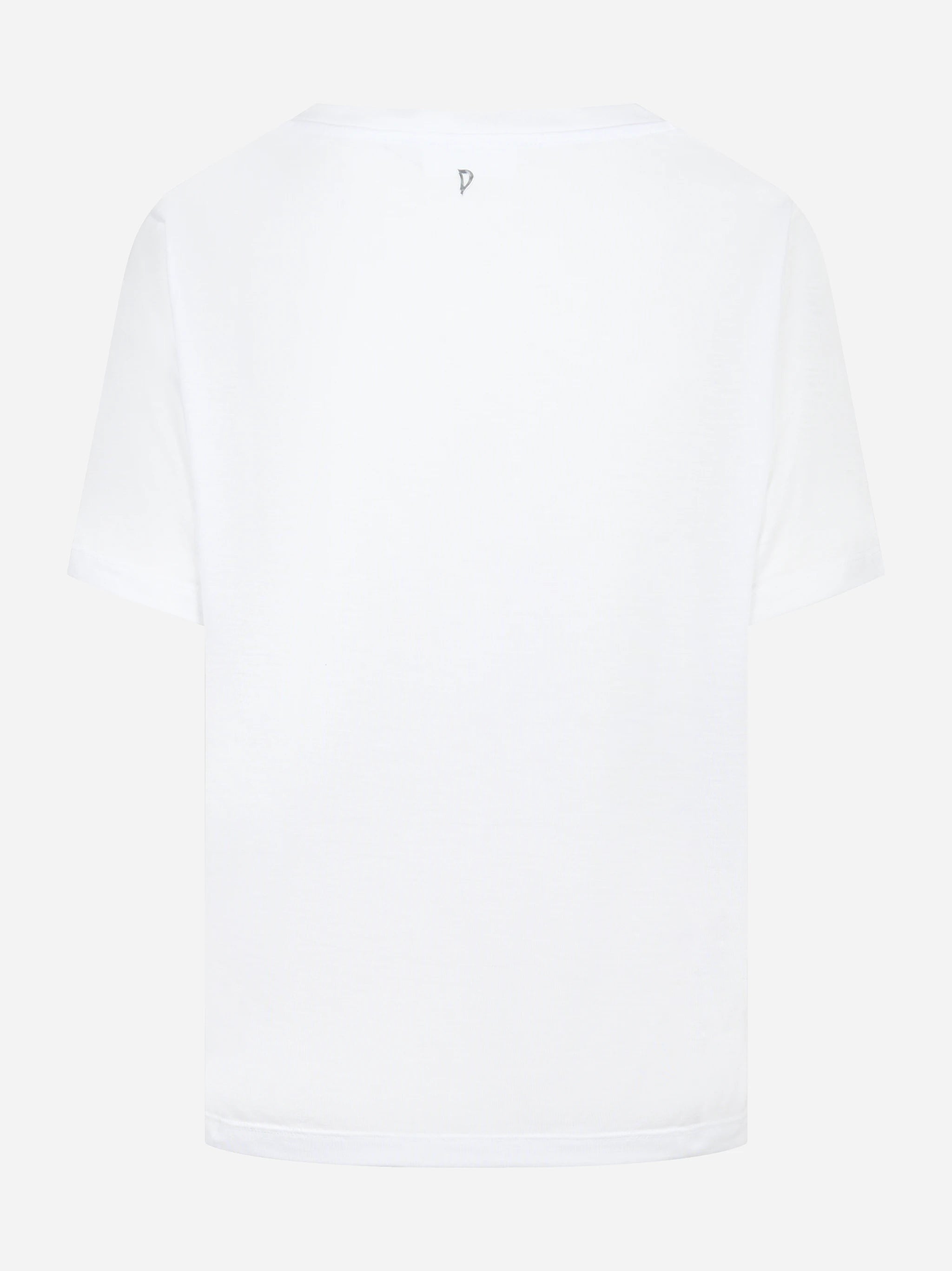 T-shirt scollo a v bianca in modal e seta