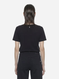 T-shirt scollo a v nera in modal e seta