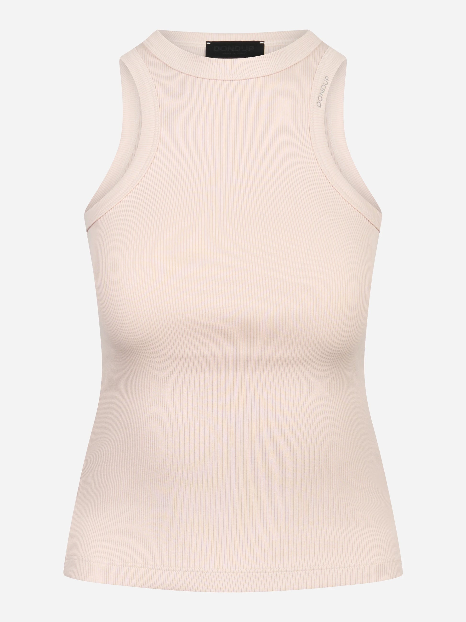 Canotta girocollo slim in costina di cotone rosa