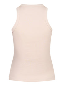 Canotta girocollo slim in costina di cotone rosa