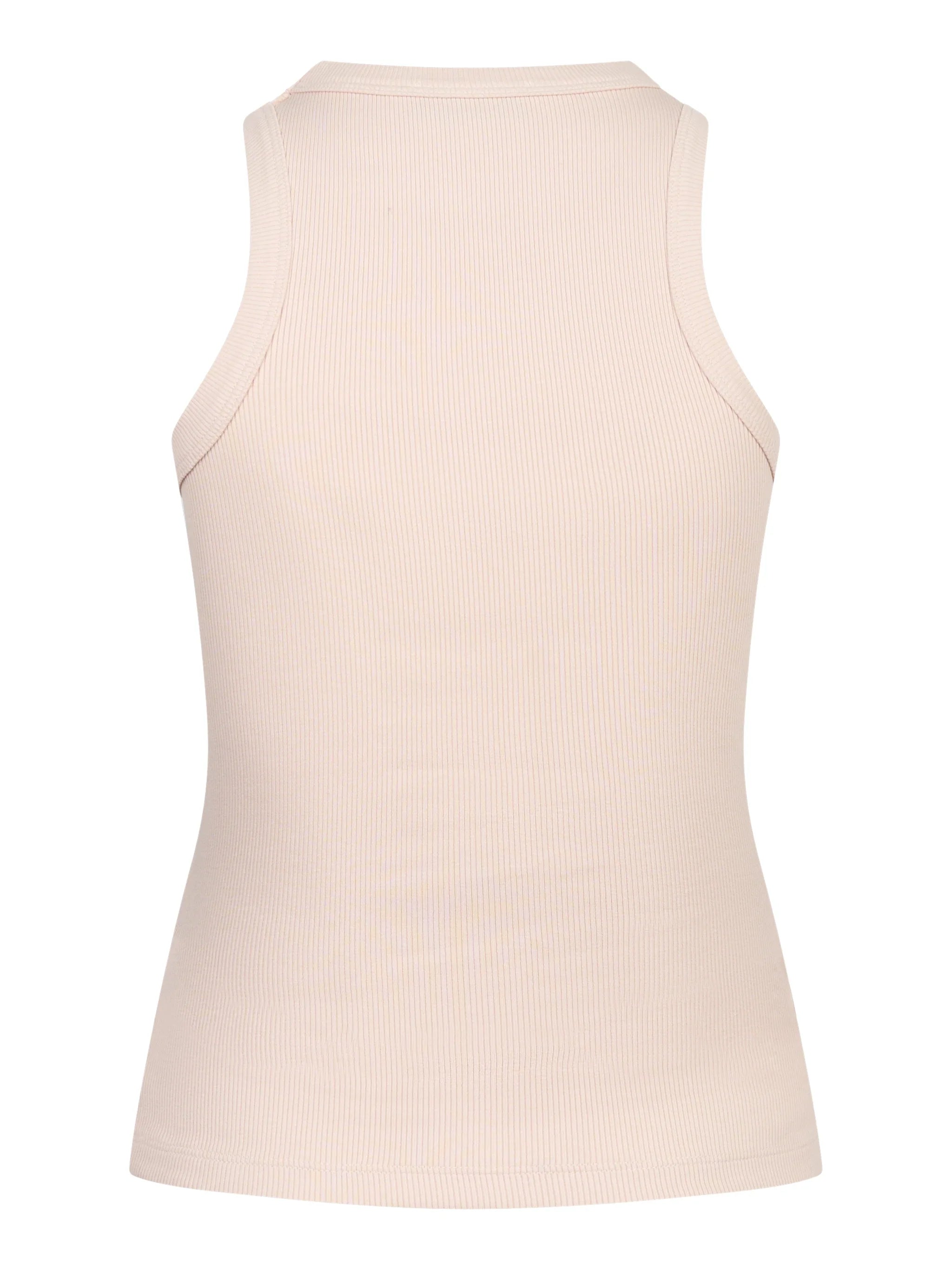 Canotta girocollo slim in costina di cotone rosa