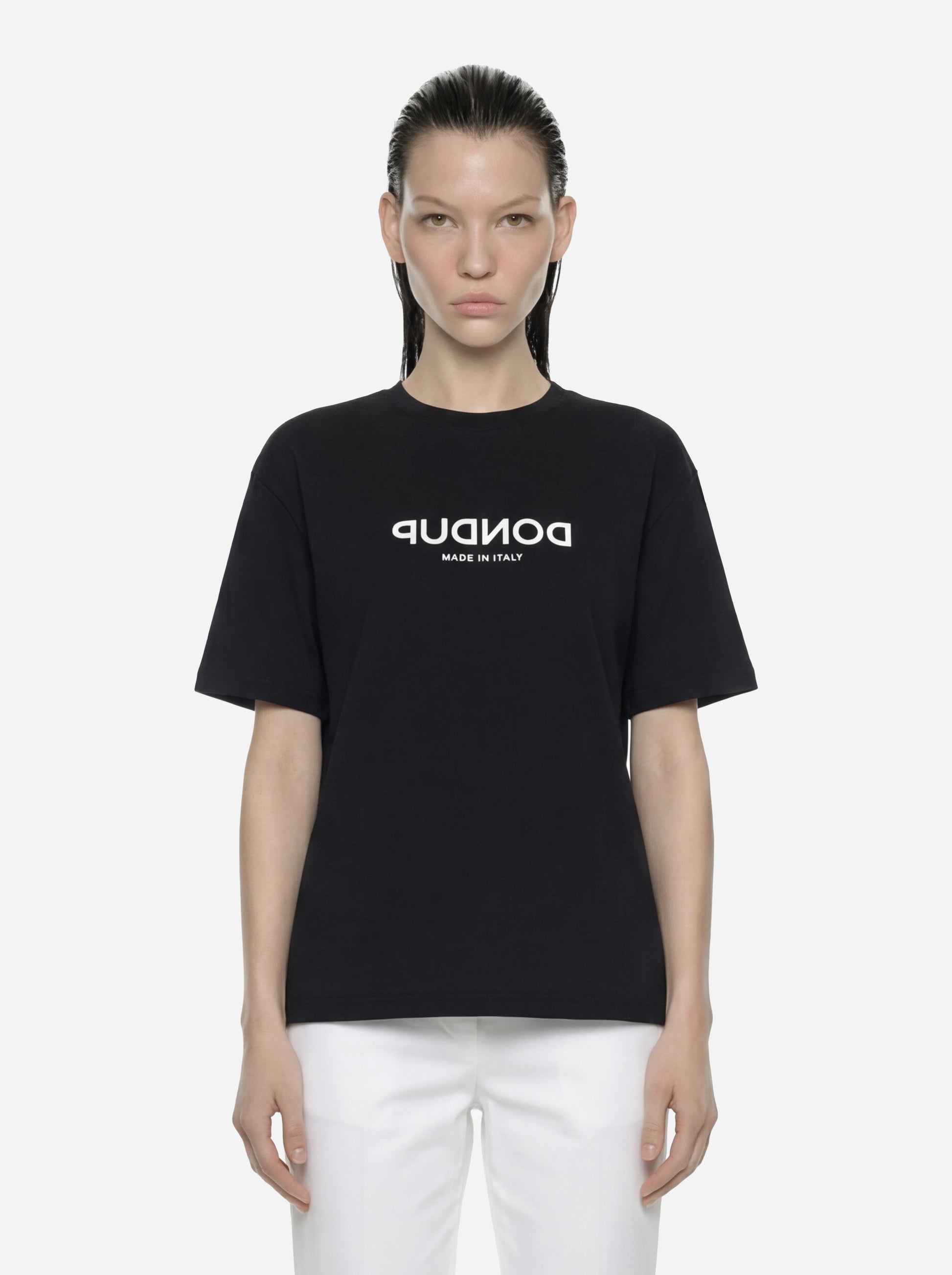 T-shirt girocollo con logo nera
