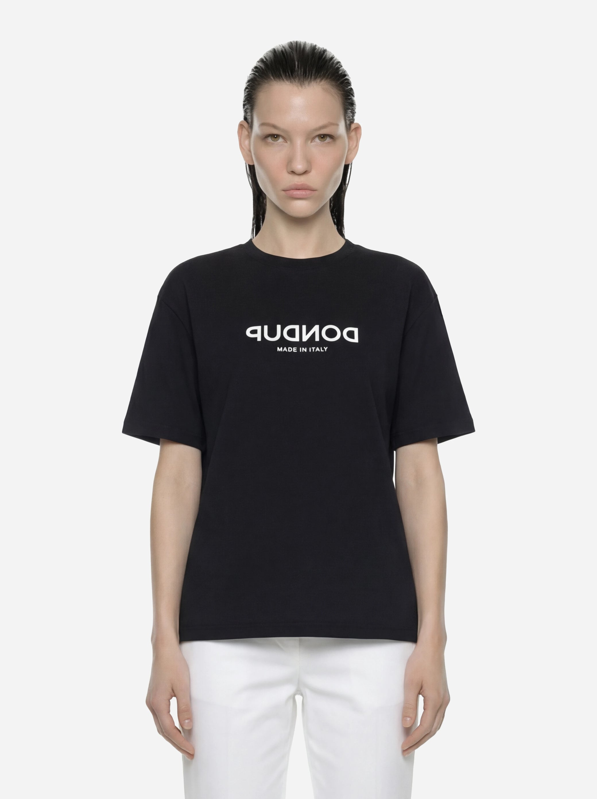 T-shirt girocollo con logo nera