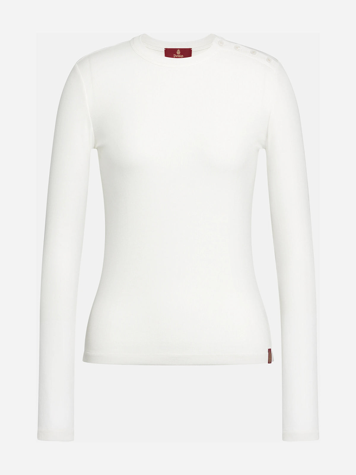 T-shirt slim a maniche lunghe bianca - vista frontale