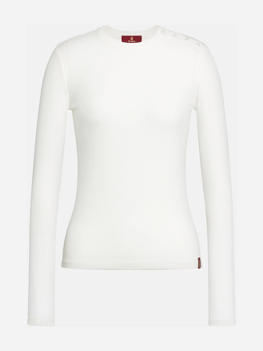 T-shirt slim a maniche lunghe bianca - vista frontale