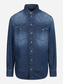 Camicia texana regular-fit in denim blu