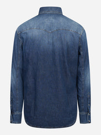 Camicia texana regular-fit in denim blu