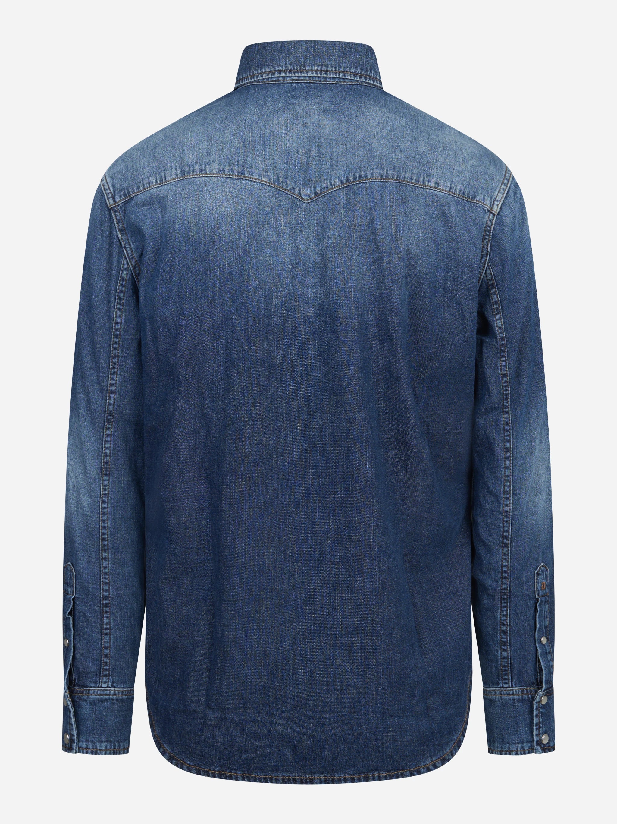 Camicia texana regular-fit in denim blu