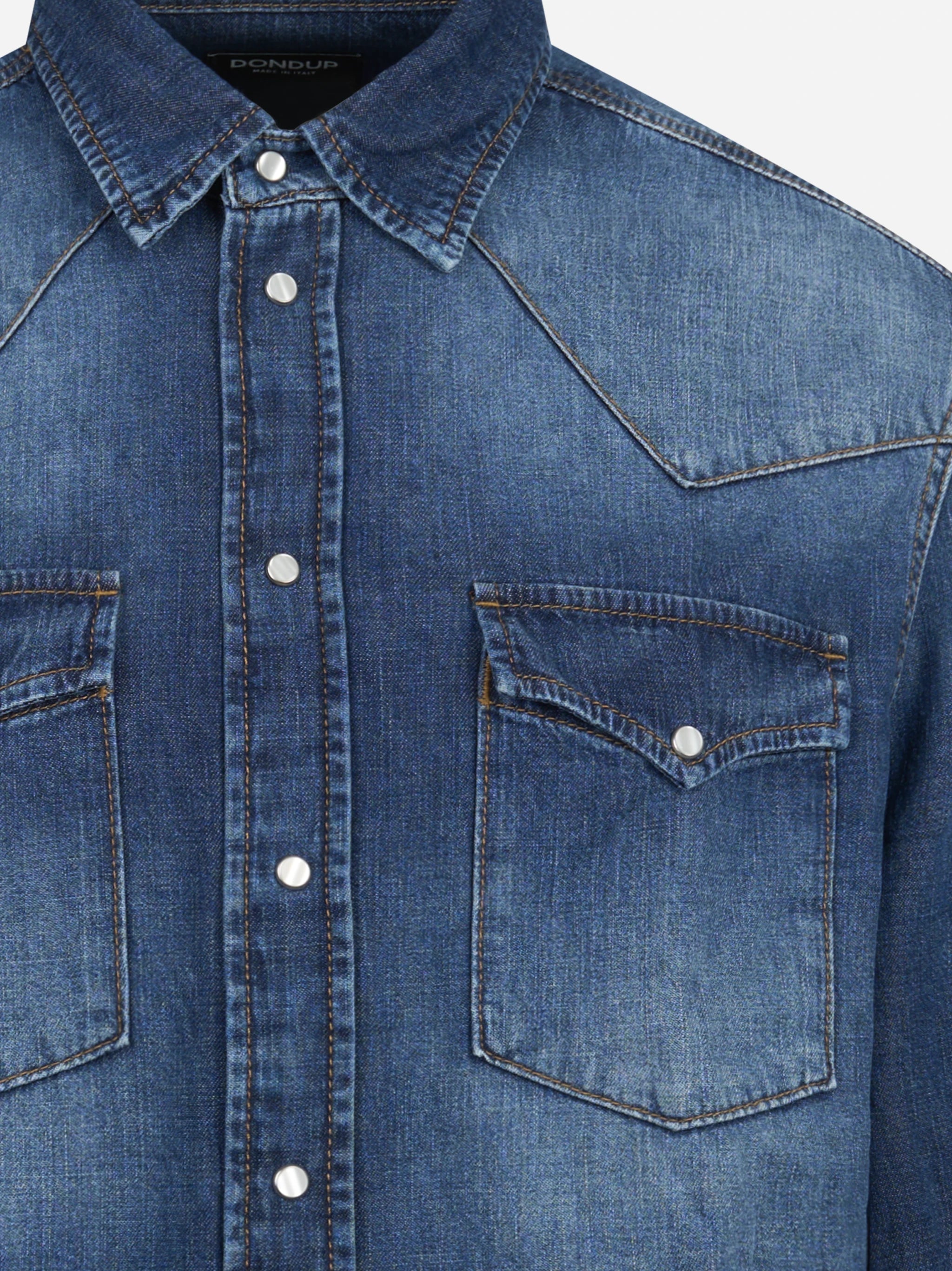 Camicia texana regular-fit in denim blu