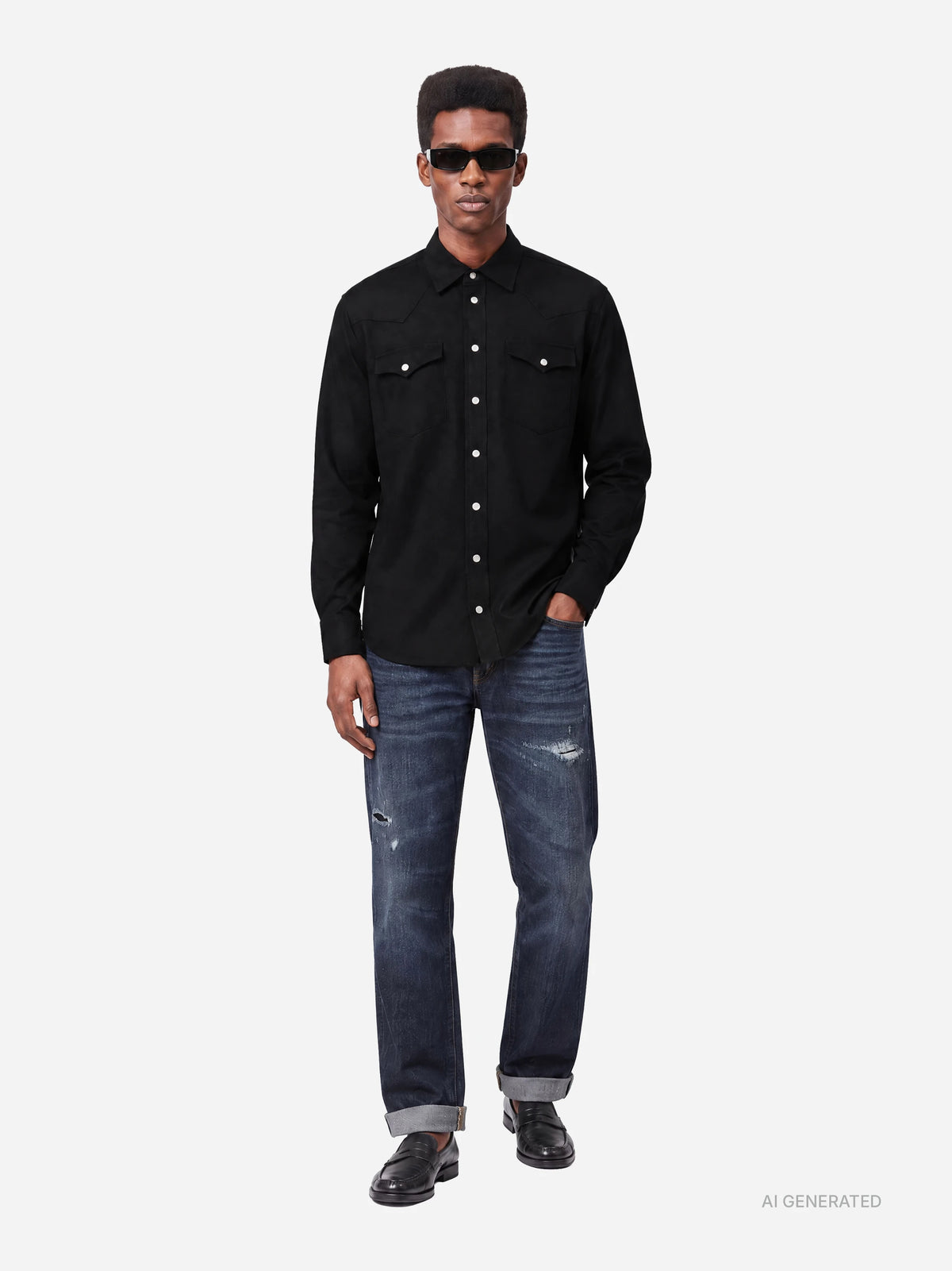 Camicia texana regular-fit - indossato, look completo