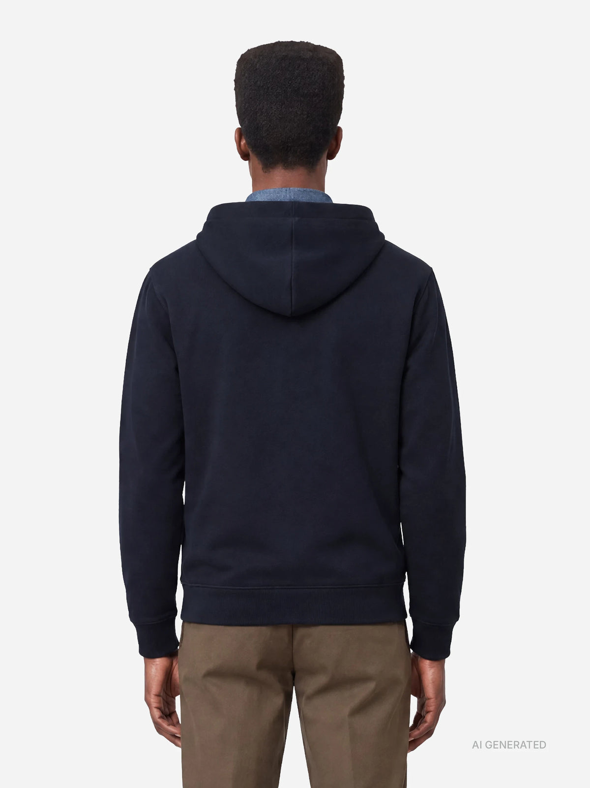 Felpa con cappuccio regular-fit blu - indossato, vista posteriore