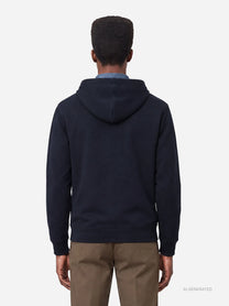Felpa con cappuccio regular-fit blu - indossato, vista posteriore