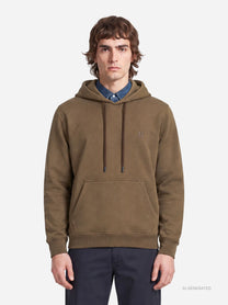 Felpa con cappuccio regular-fit marrone - indossato, vista frontale