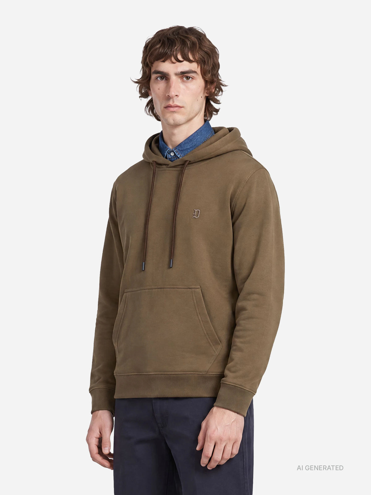 Felpa con cappuccio regular-fit marrone - dettaglio indossato