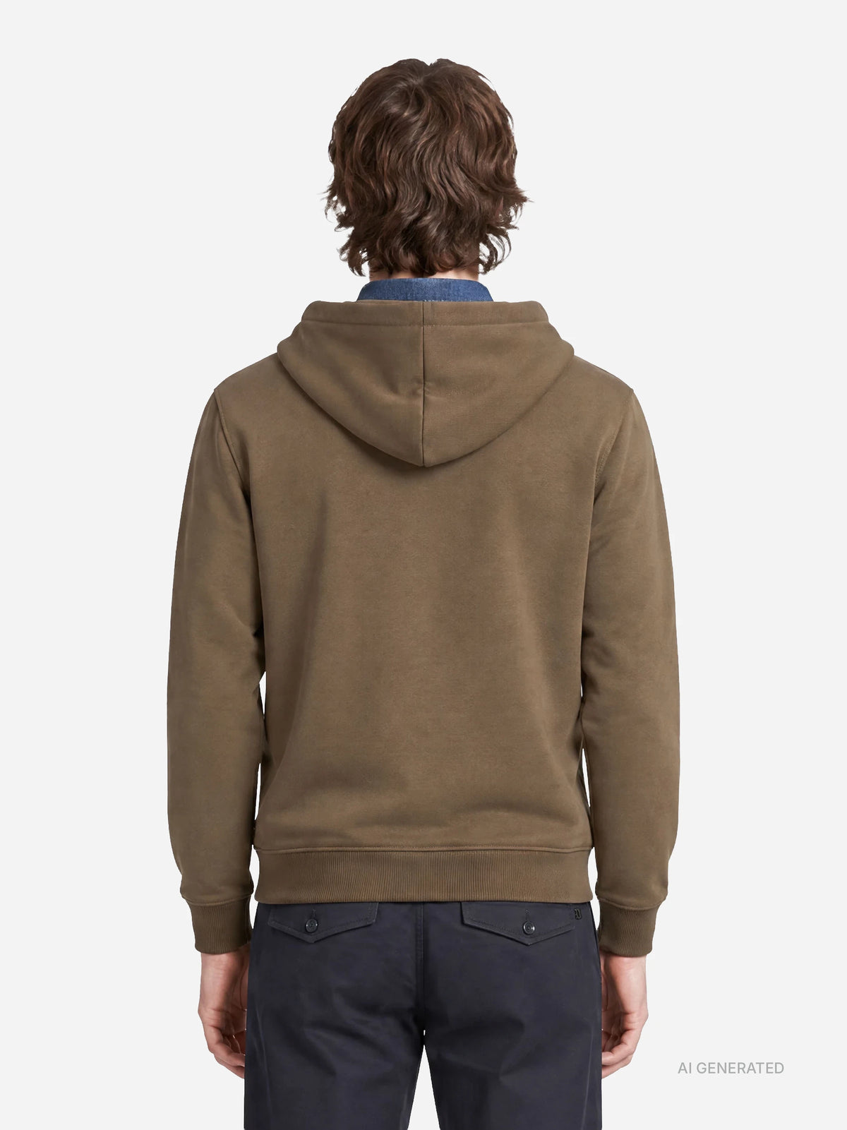 Felpa con cappuccio regular-fit marrone - indossato, vista posteriore