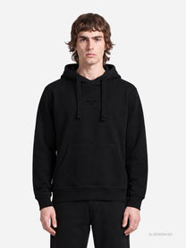 Felpa con cappuccio regular-fit nera - indossato, vista frontale