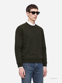 Felpa girocollo regular-fit verde - dettaglio indossato