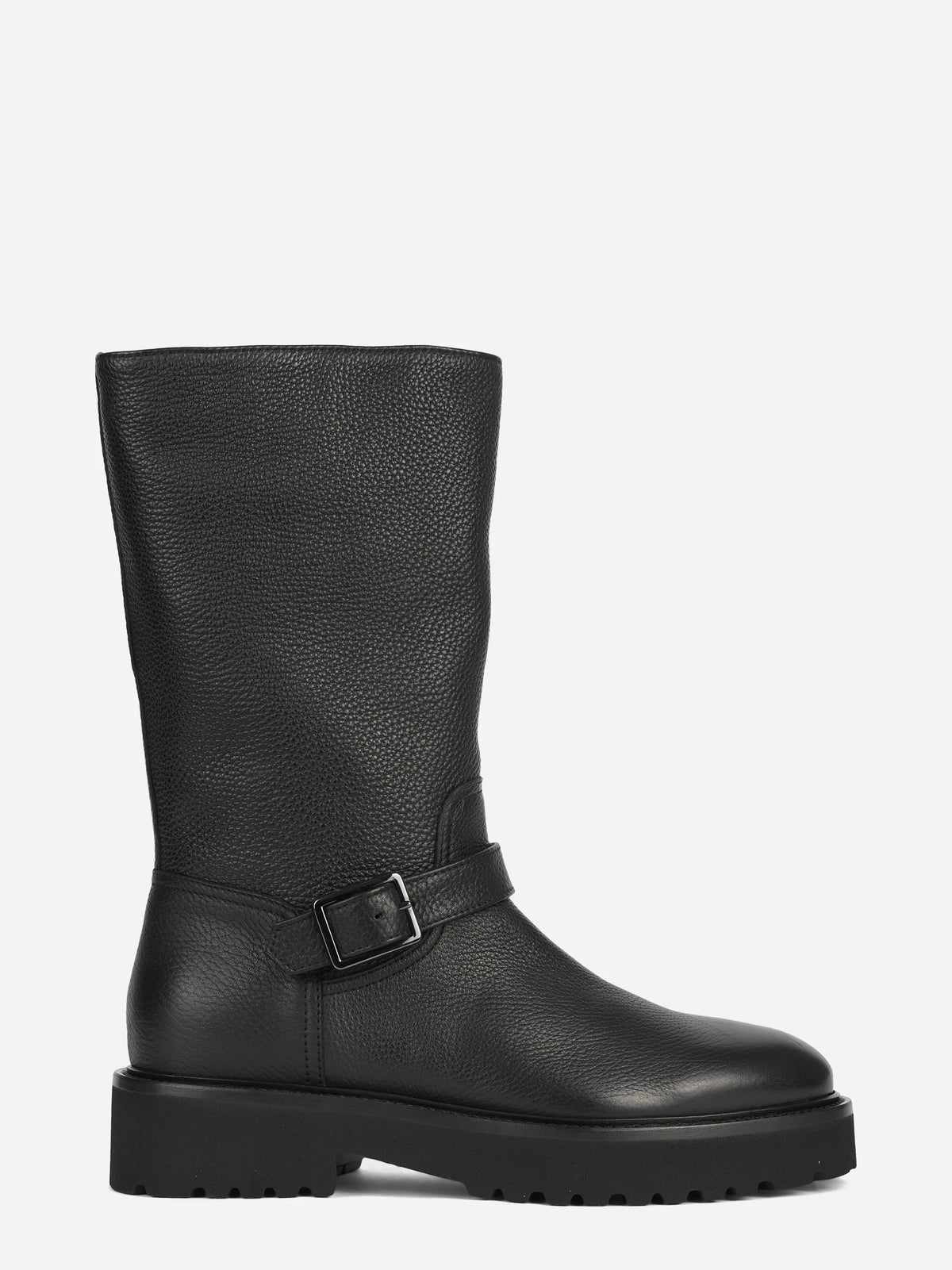 Stivale biker in pelle nera - vista laterale