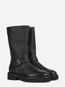 Stivale biker in pelle nera - vista tre quarti