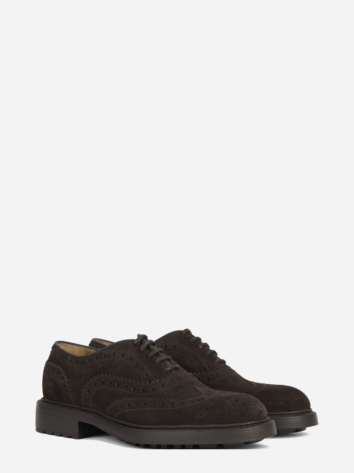 Francesina brogue in suede marrone - vista tre quarti
