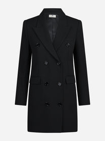 Abito blazer doppiopetto in gabardina fluida nero - vista frontale