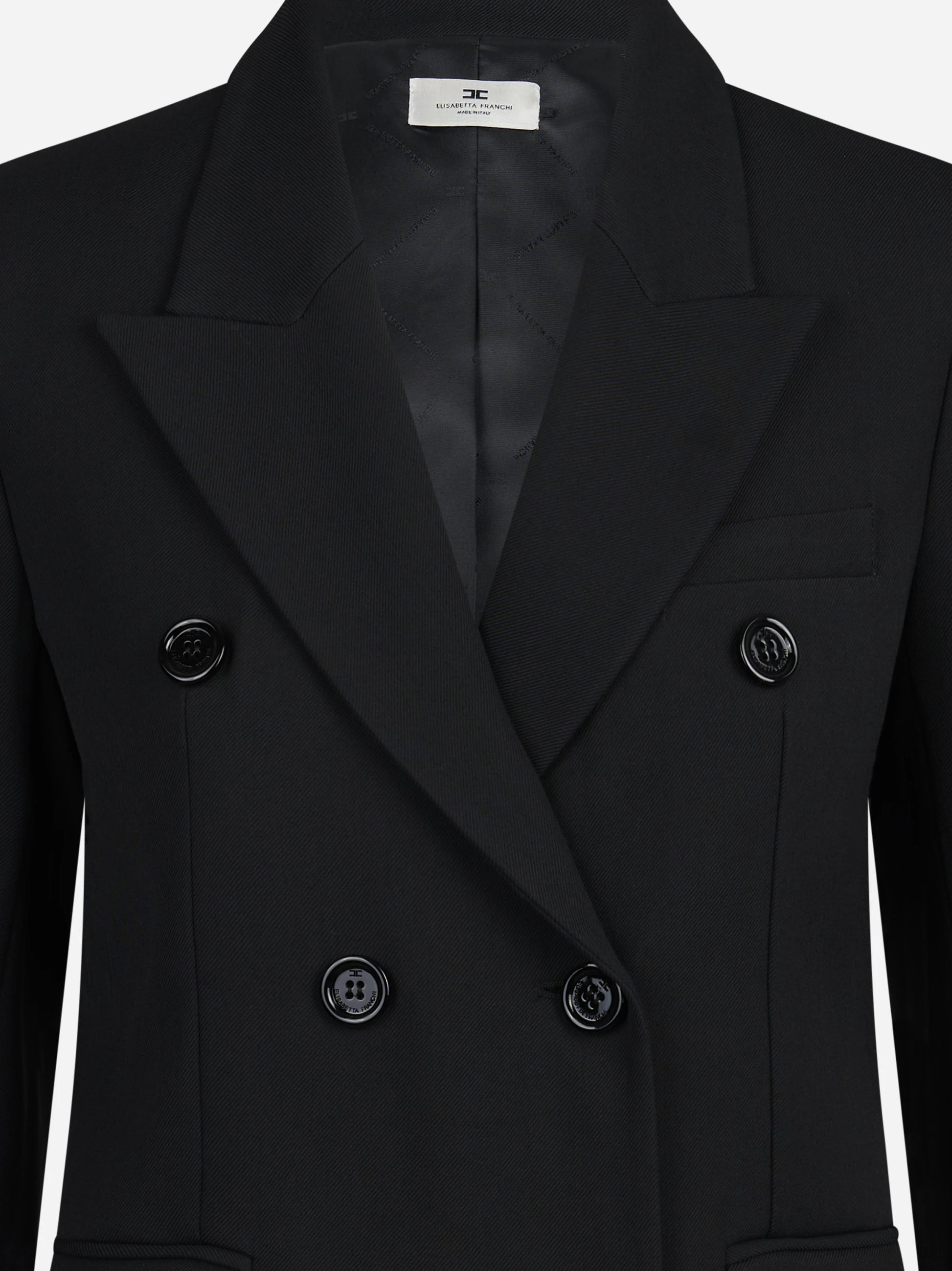 Abito blazer doppiopetto in gabardina fluida nero - dettaglio prodotto