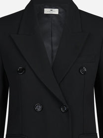 Abito blazer doppiopetto in gabardina fluida nero - dettaglio prodotto