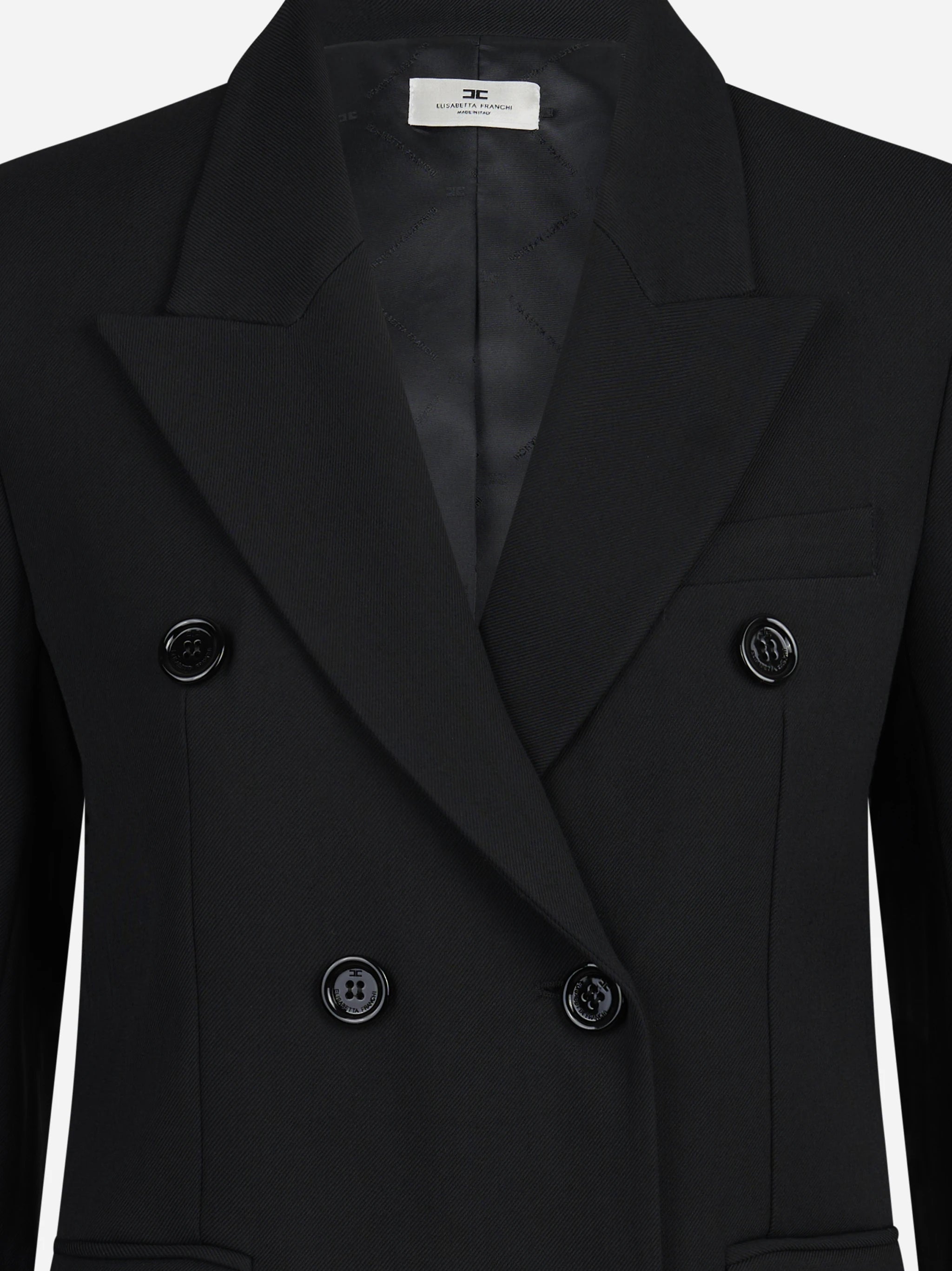 Abito blazer doppiopetto in gabardina fluida nero - dettaglio prodotto