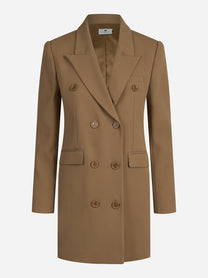 Abito robe-manteau in gabardina fluida marrone - vista frontale