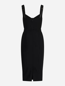 Abito midi in scuba con scollo a cuore nero - vista posteriore