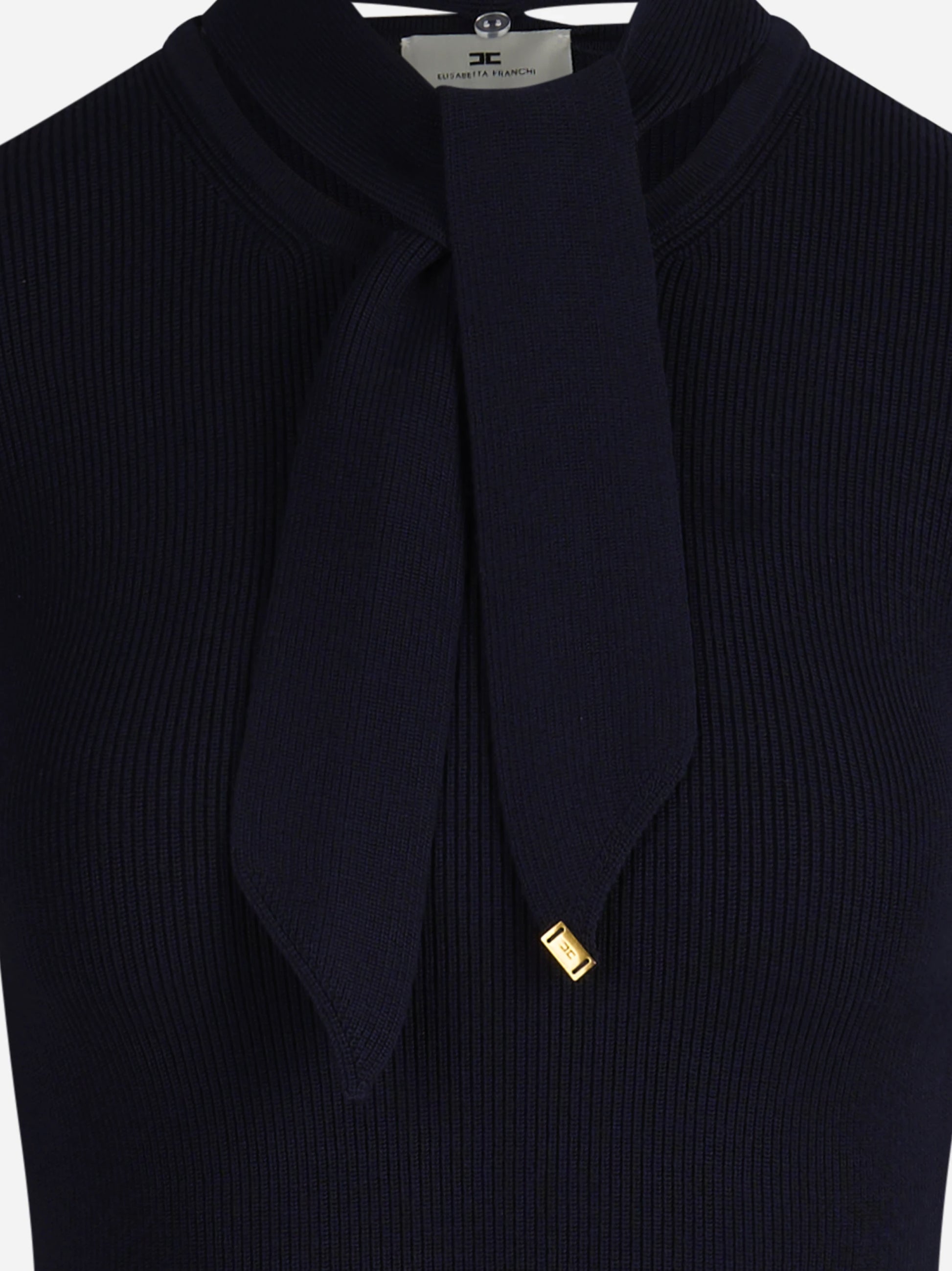 Mini abito in maglia con bottoni gioiello blu - dettaglio prodotto