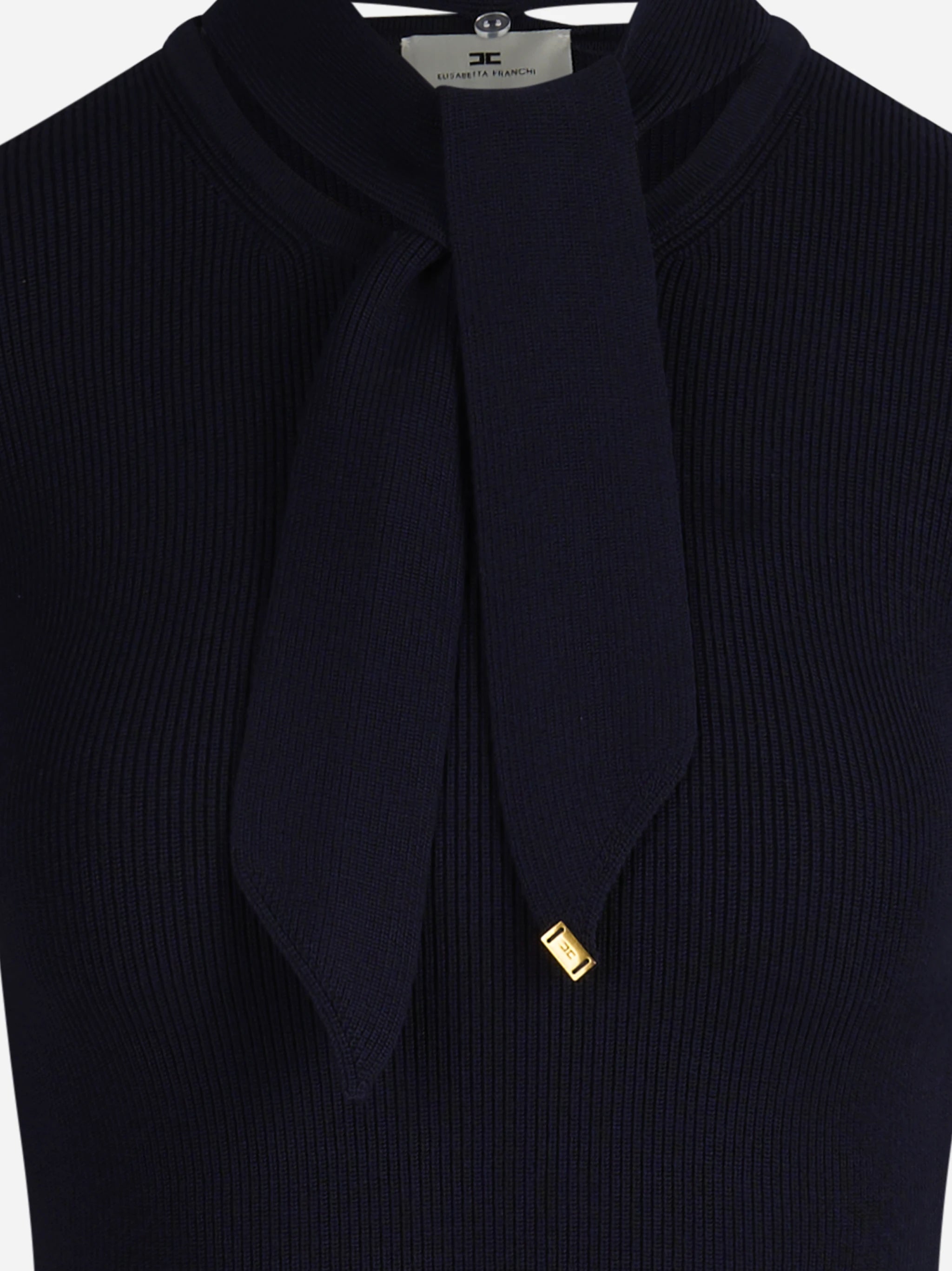 Mini abito in maglia con bottoni gioiello blu - dettaglio prodotto