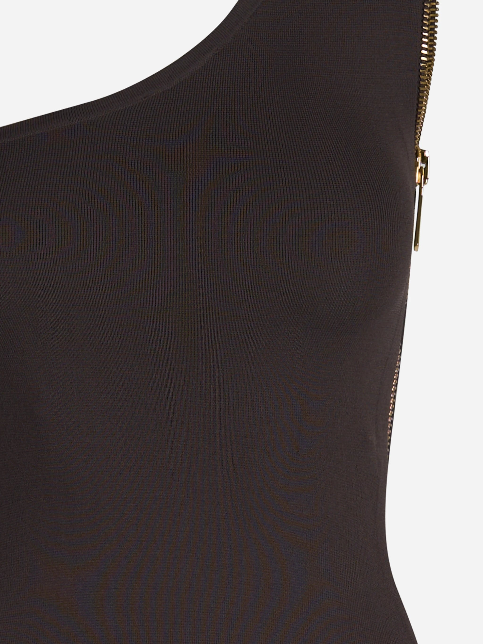 Abito Red Carpet monospalla in maglia marrone - dettaglio prodotto