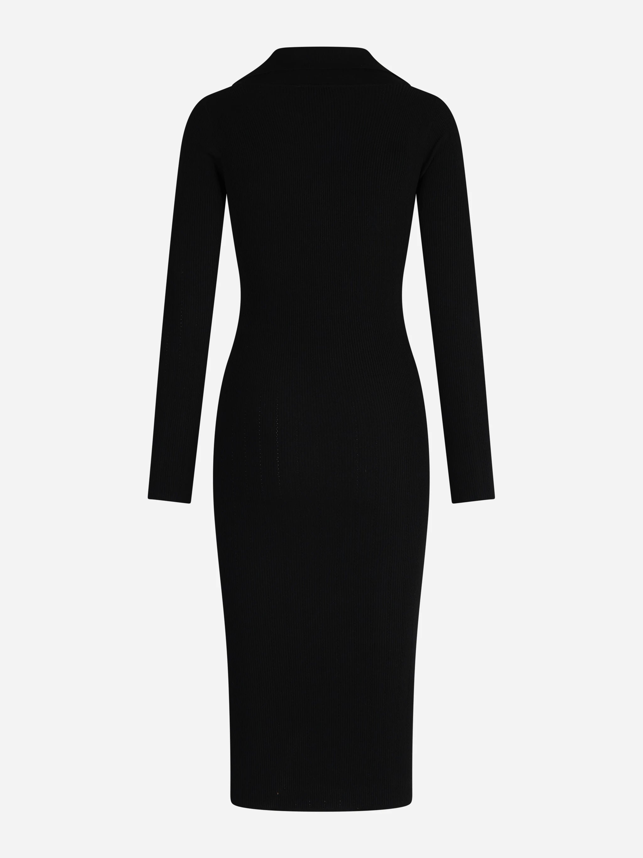 Abito midi in maglia con ricami à jour nero - vista posteriore