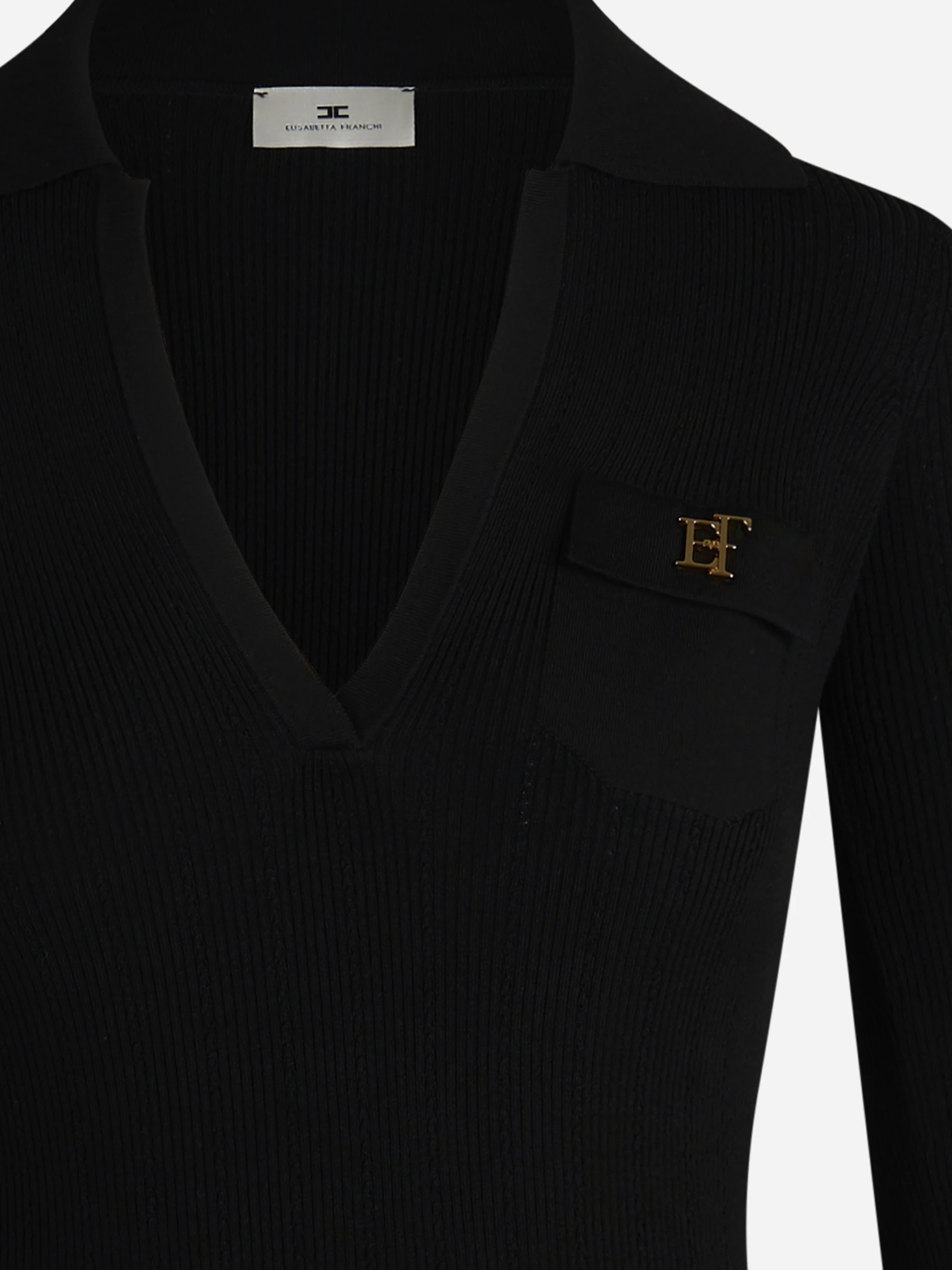 Abito midi in maglia con ricami à jour nero - dettaglio prodotto