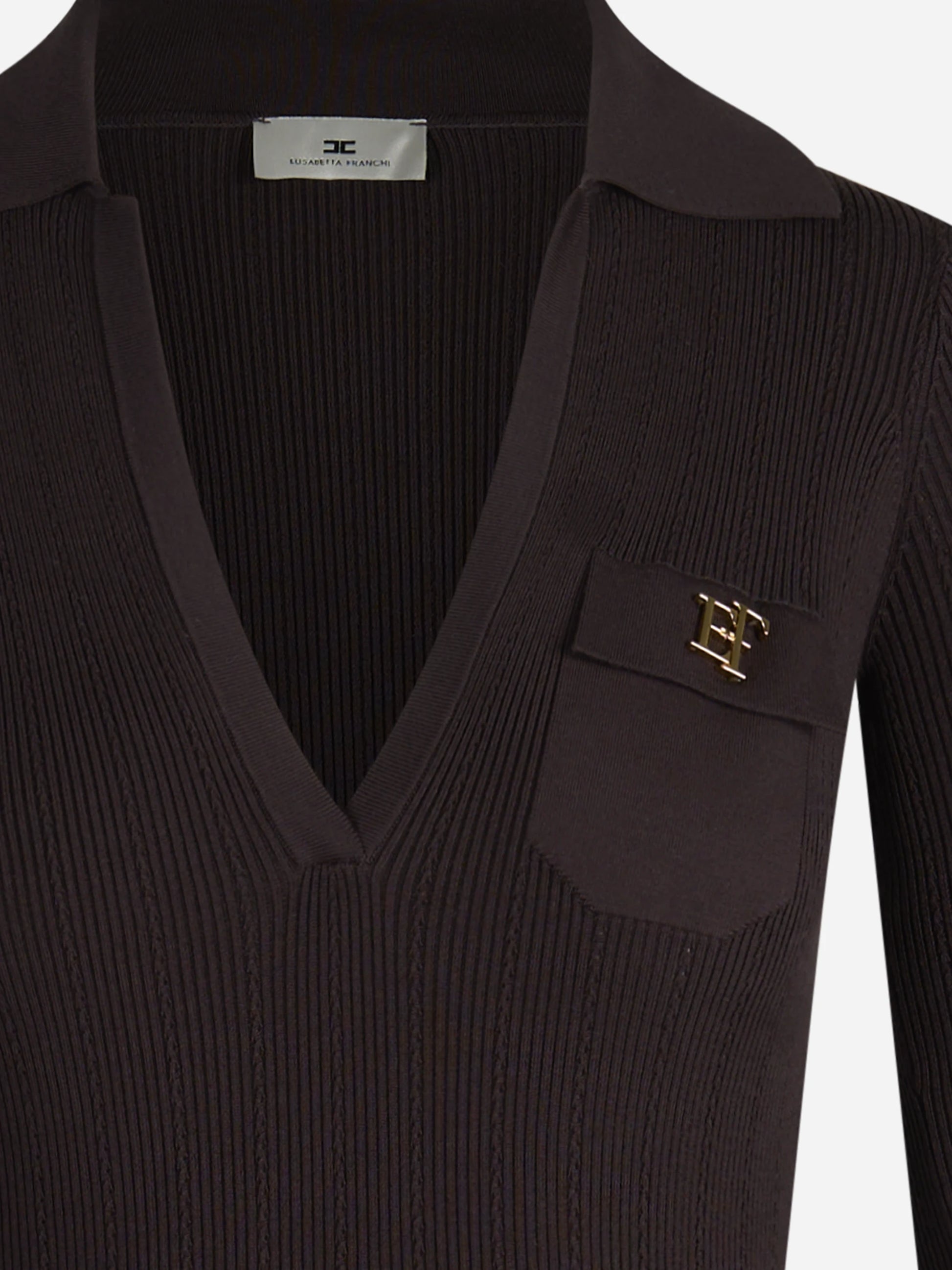 Abito midi in maglia con ricami à jour marrone - dettaglio prodotto