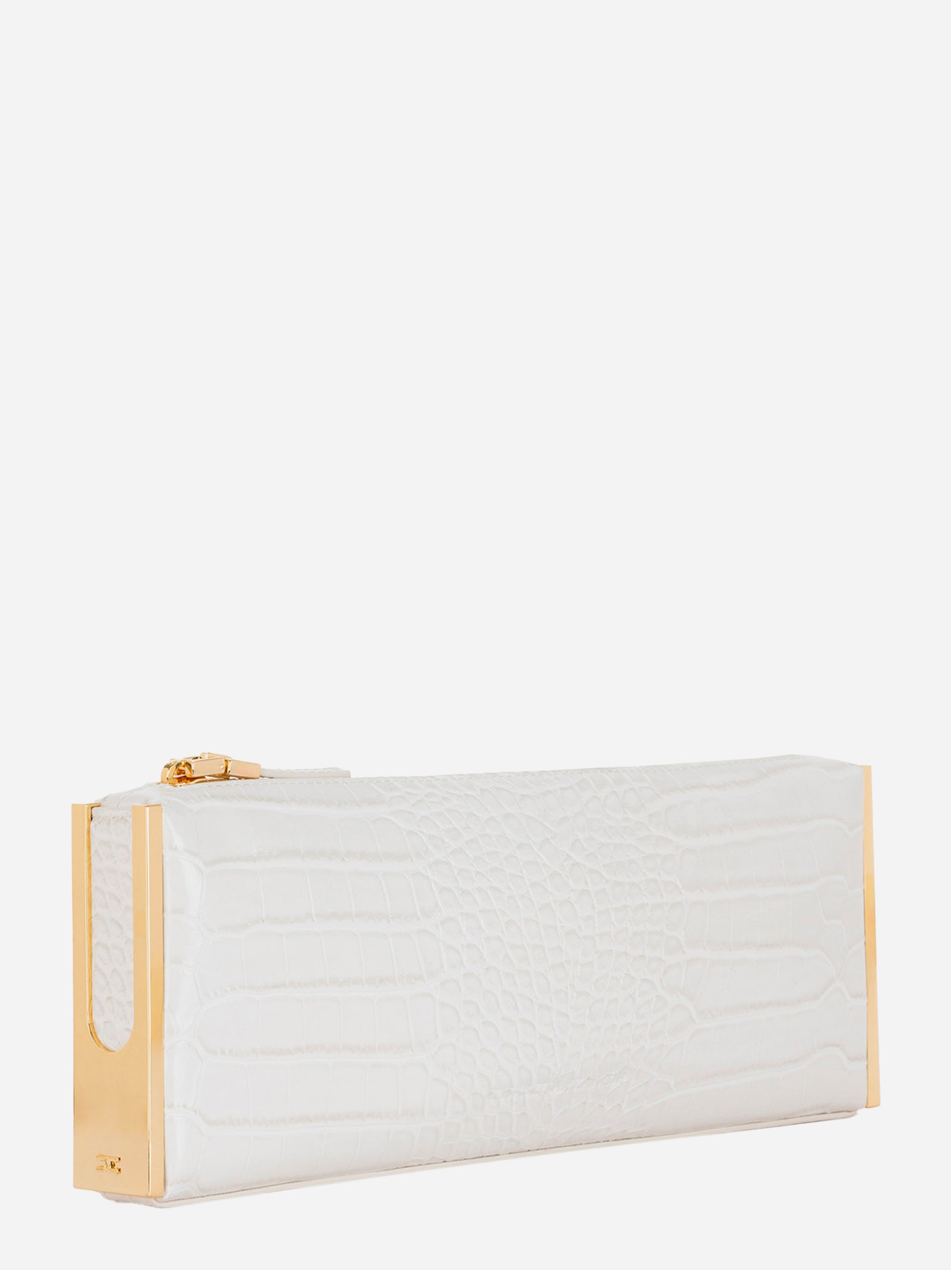 Baguette bianca effetto cocco con zip Elisabetta Franchi – vista angolata