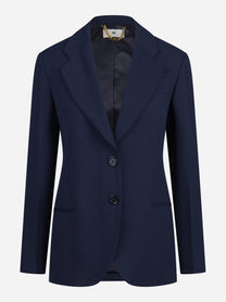 Blazer monopetto in viscosa blu - vista frontale